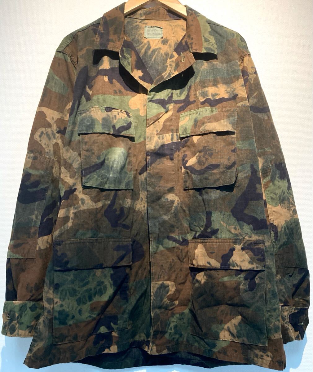 U.S.MARINE CORPS★90'sVINTAGE★BDU★フィールドジャケット★ミリタリー★後染め★ステンシル★迷彩★USA製★アメリカ軍★ビンテージ★黒拍卖