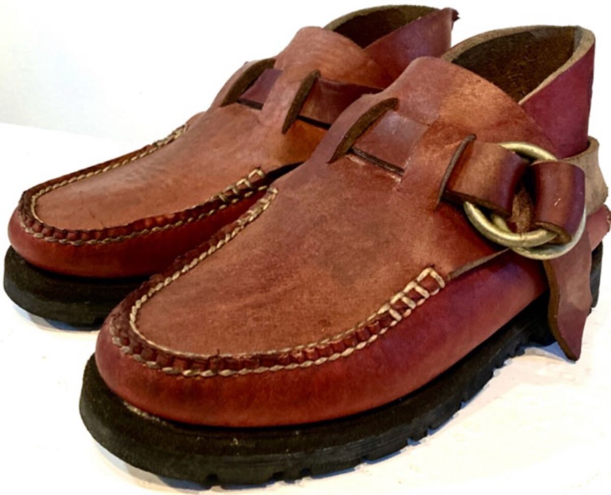 J.L.COOMBS★90'sVINTAGE★リングブーツ★モカシン★本革★レザー★vibram★USA製★廃番★JLクームス★定価10万円★濃赤★希少★レア拍卖