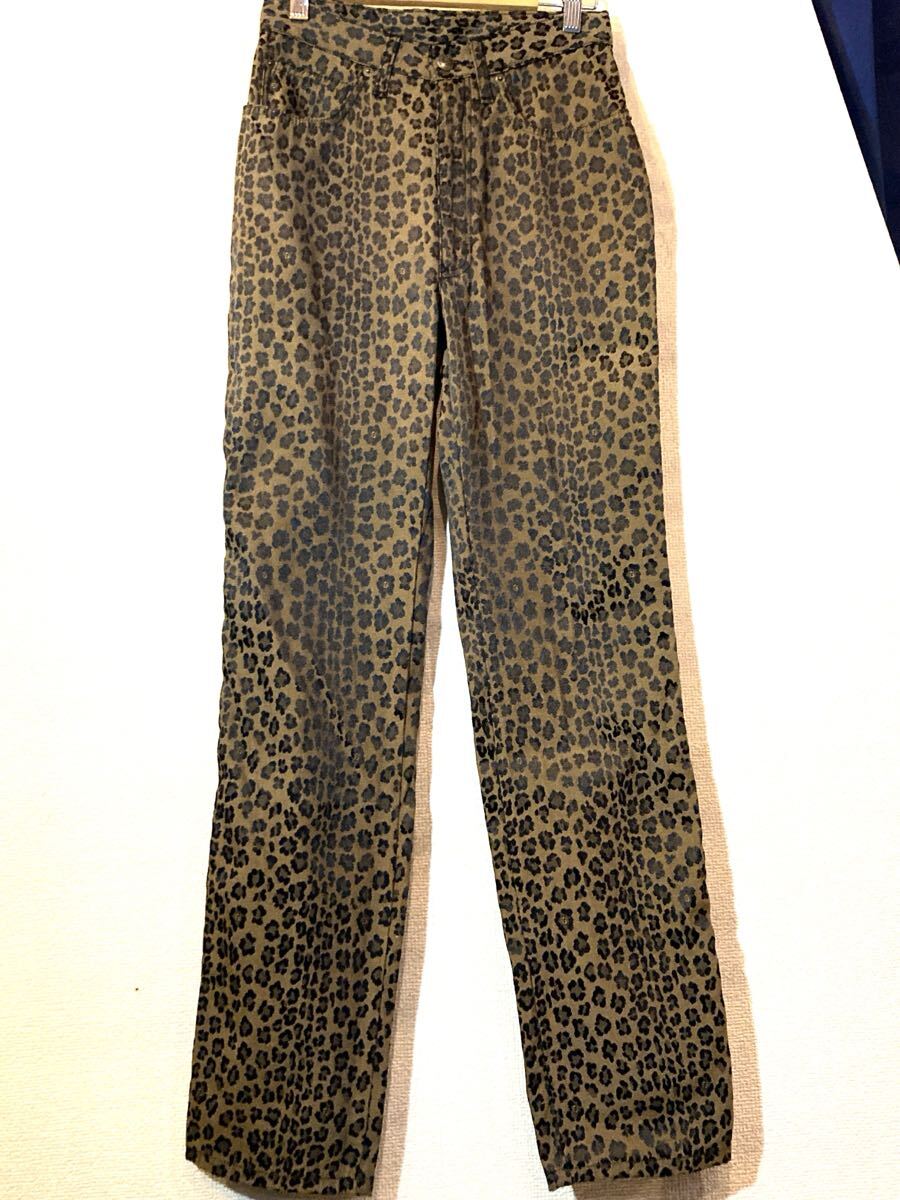 FENDI★90'sVINTAGE★パンツ★光沢★ヒョウ柄★レオパード★ストレート★ポリエステル生地★イタリア製★定価18万円 フェンディ ビンテージ拍卖
