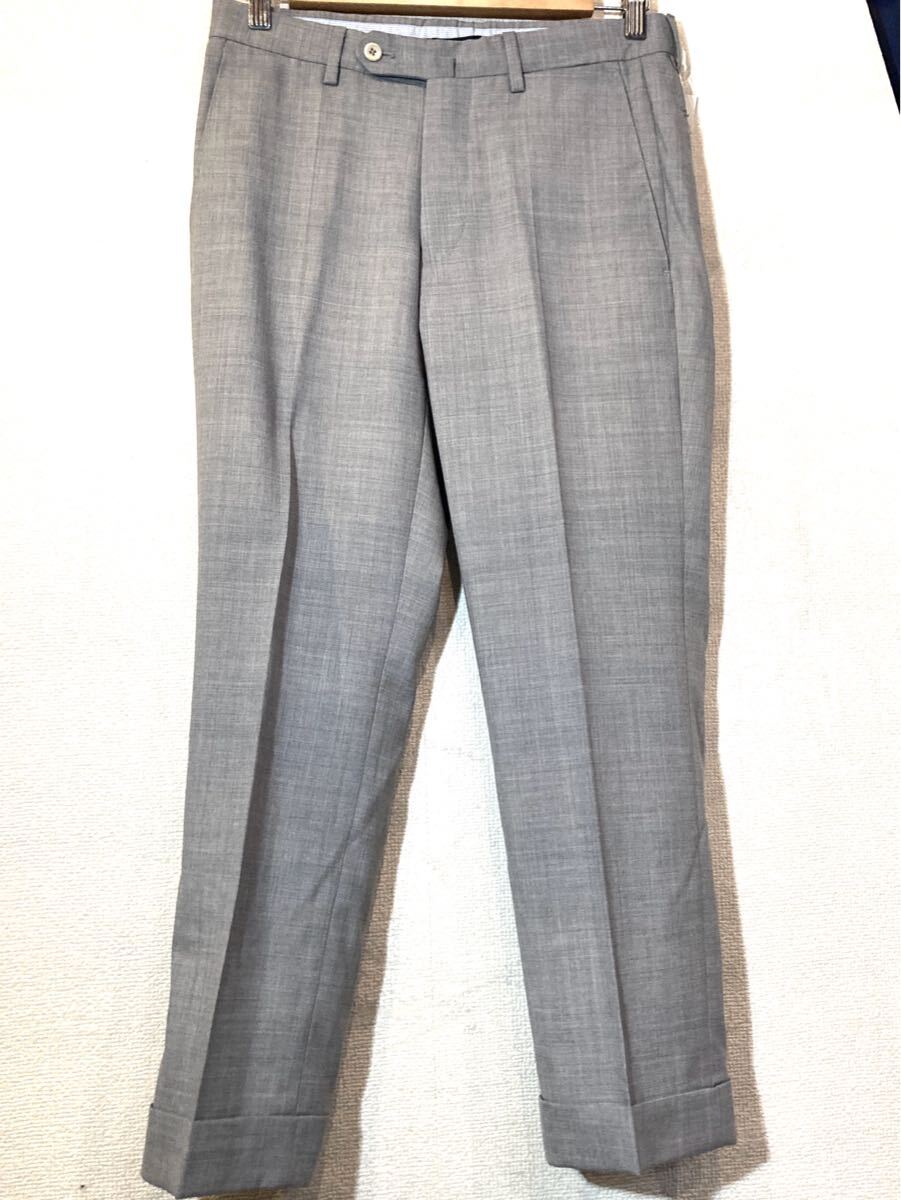 INCOTEX★スラックス★パンツ★センタープレス★ダブル★SUPER100'S★高品質素材★ITALY★インコテックス★定価6万円★グレー★薄灰 極美品拍卖