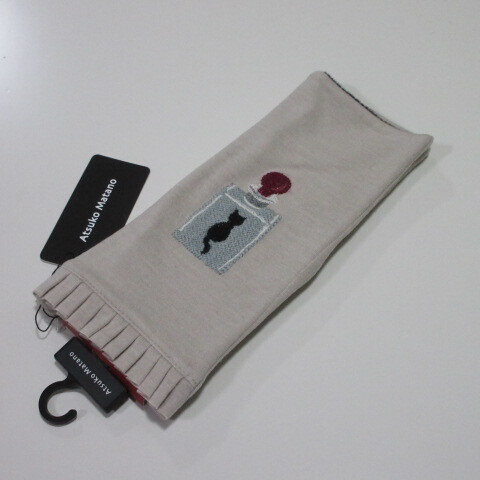 レディース手袋/指なし手袋【Atsuko Matano】マタノアツコ指なし手袋 香水瓶と口紅 甲側裏起毛付き ネコ/ベージュ拍卖