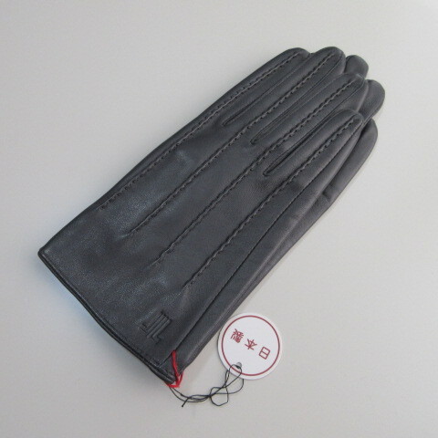 メンズ手袋/革手袋【LANVIN】ランバン羊革手袋 おしゃれステッチ 日本製 23/グレー拍卖