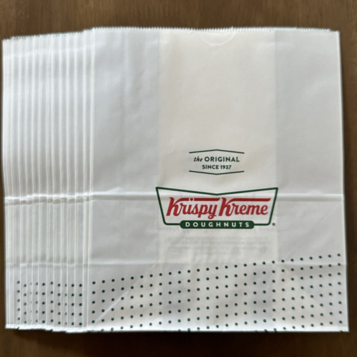 クリスピークリームドーナツ マチあり紙袋 14枚 ドーナツ ショップ袋 ショッパー 手作り 小分け お裾分け ごっこ遊び オシャレ 企業物 新品拍卖