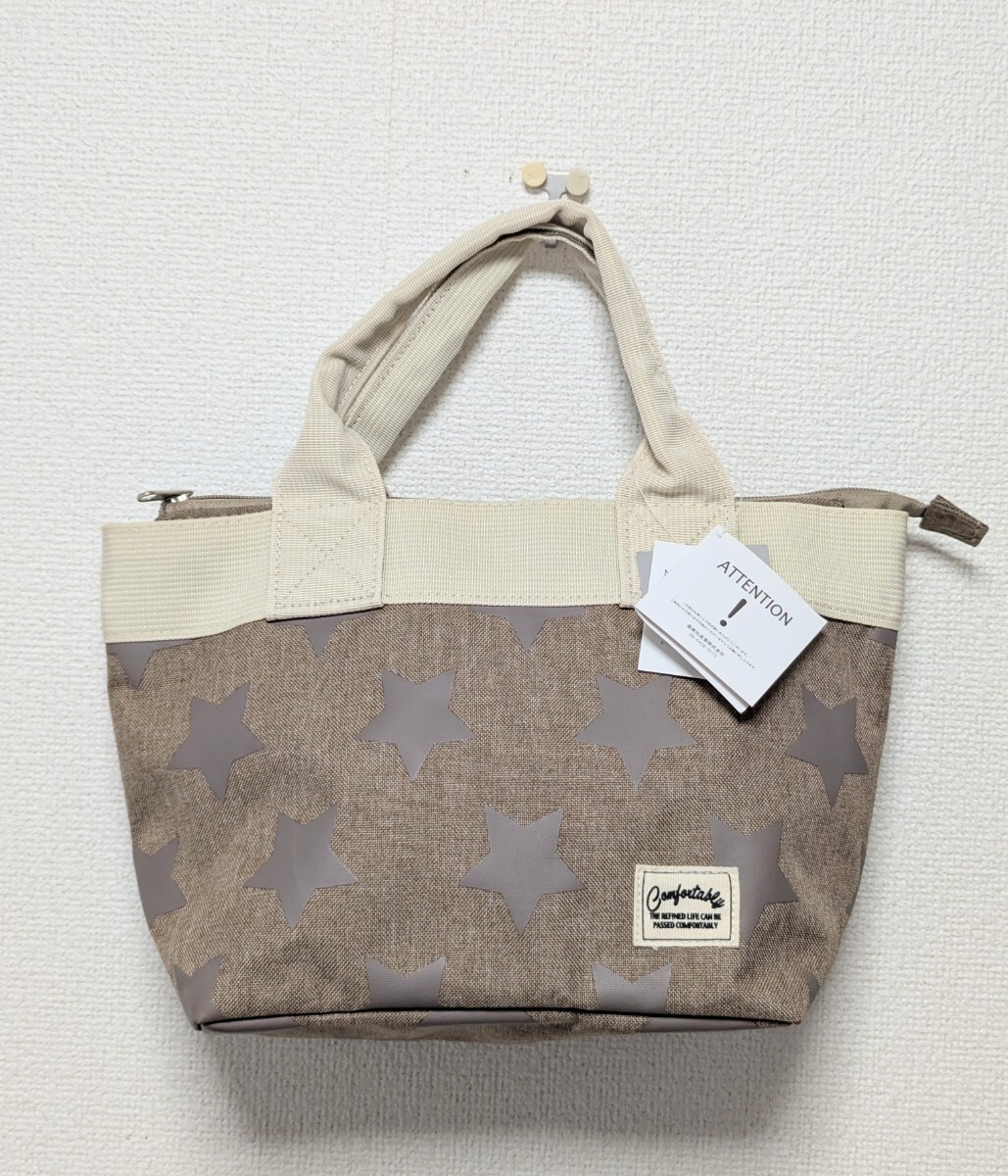 トートバッグ ミニトート ハンドバッグ 星柄 ランチ ベージュ かわいい拍卖