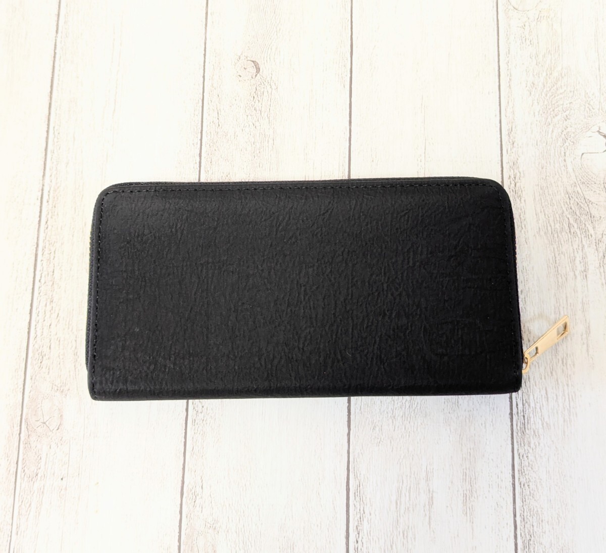 無地 シンプル 長財布 ラウンドファスナー 財布 ブラック 黒 ポリエステル拍卖