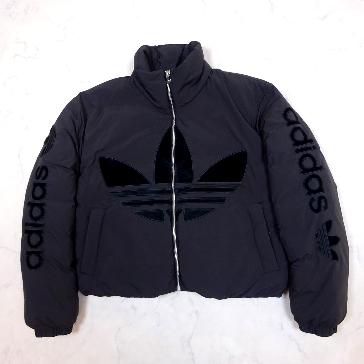 極美品 adidas adicolor アディダス オリジナルス アディカラー ビッグロゴ ジャケット ブラック レディース Lサイズ拍卖