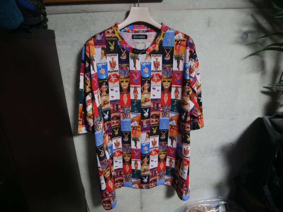 【PLAYBOY プレイボーイ × フリークスストア】総柄TシャツL ショップ別注品 限定 人気アイテム ガールプリント入り拍卖
