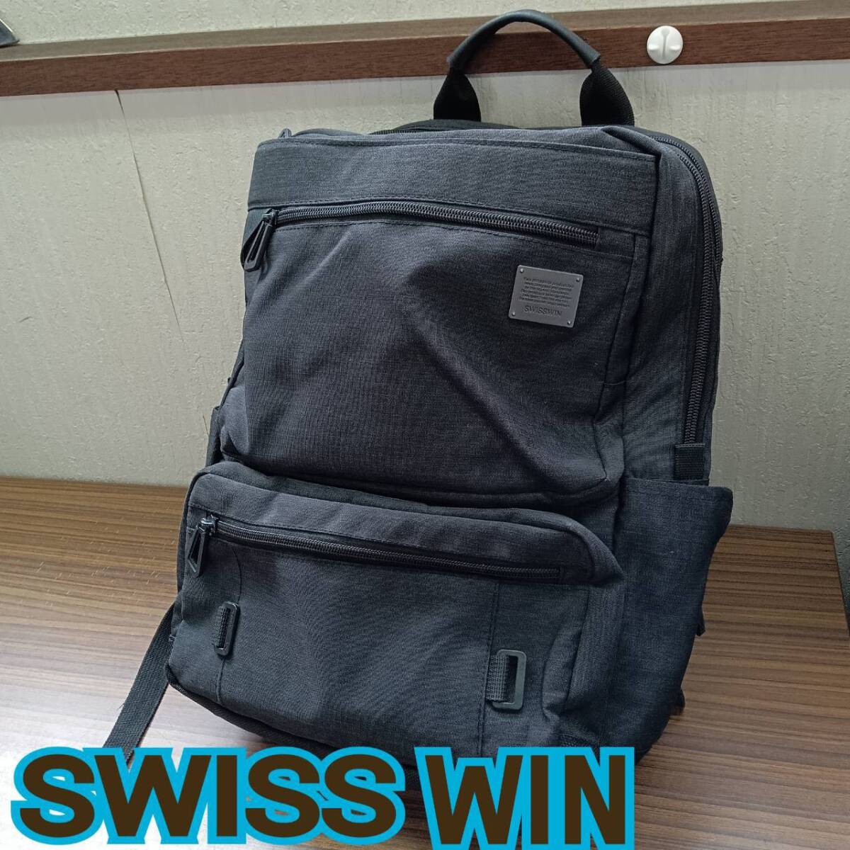 鞄 ◆SWISSWIN ◆ ビジネス リュック BLACK系 通勤 通学 旅行に最適! ◆ スイスウィン ◆ メンズ カバン拍卖