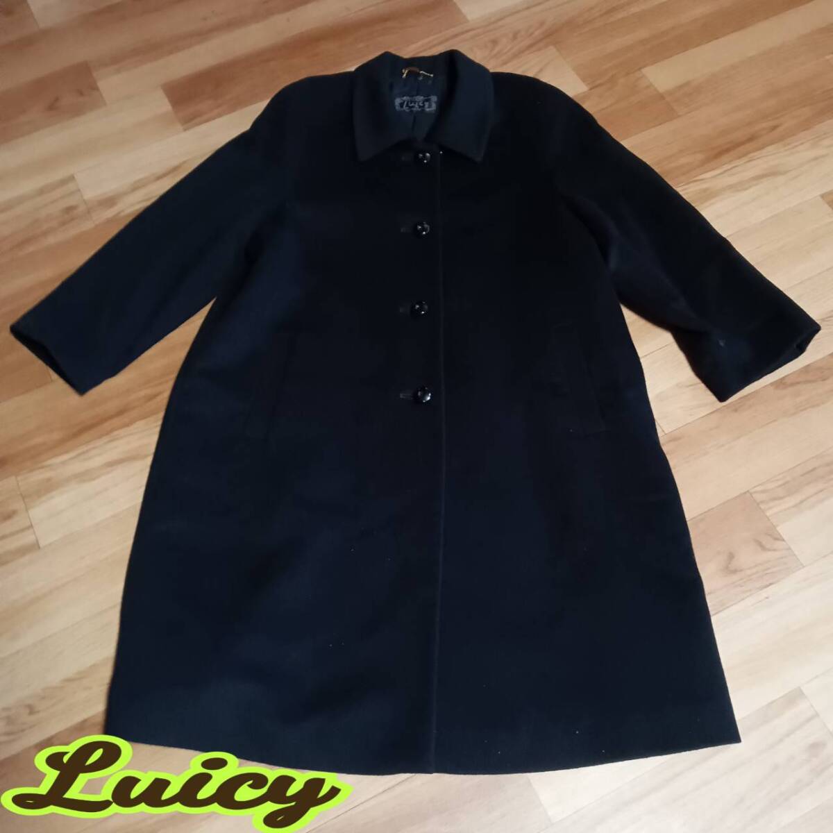 Luicy ◆ カシミヤ ロングコート BLACK 黒 Lサイズ 防寒着 ◆ レディース アウター 拍卖