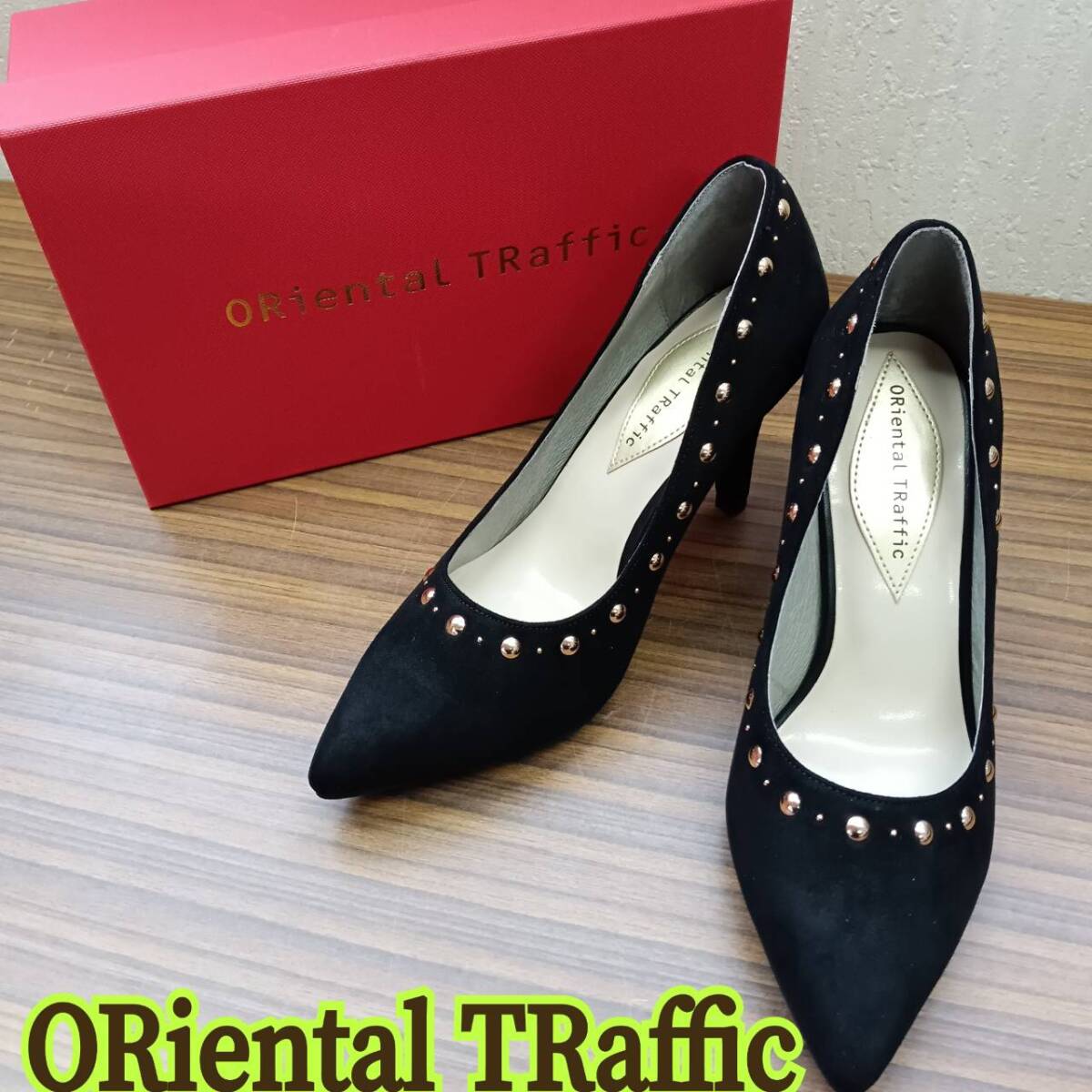 極美品 ◆ ORiental TRaffic ◆ ヒール パンプス 37サイズ Black スエード調 ◆ オリエンタルトラフィック ◆ レディース シューズ 箱入り拍卖
