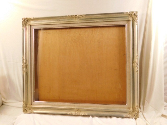 M551★額縁/シルバー系/油絵用★全体 約 縦68cm×横80cm×厚み7cm★送料180サイズ着払拍卖