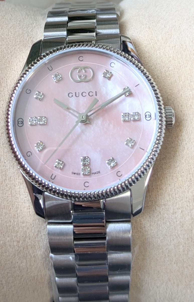新品未使用 GUCCI GTimeless 30ミリ 腕時計 ピンクシェル ダイヤ YA1265062 女性用 グッチ マザーオブパール拍卖