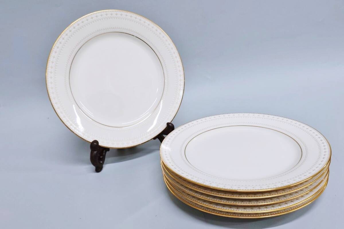 Noritake ノリタケ アイボリーチャイナ 金彩 レース プレート 6枚 陶器 丸皿 盛り皿 取り皿 洋食器 食器 インテリア コレクション拍卖