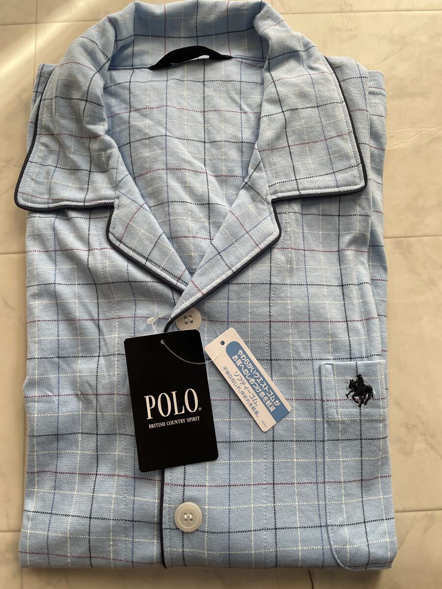 新品 POLO 紳士 長袖パジャマ メンズ ブルー 柔らかな生地 サイズ LL拍卖