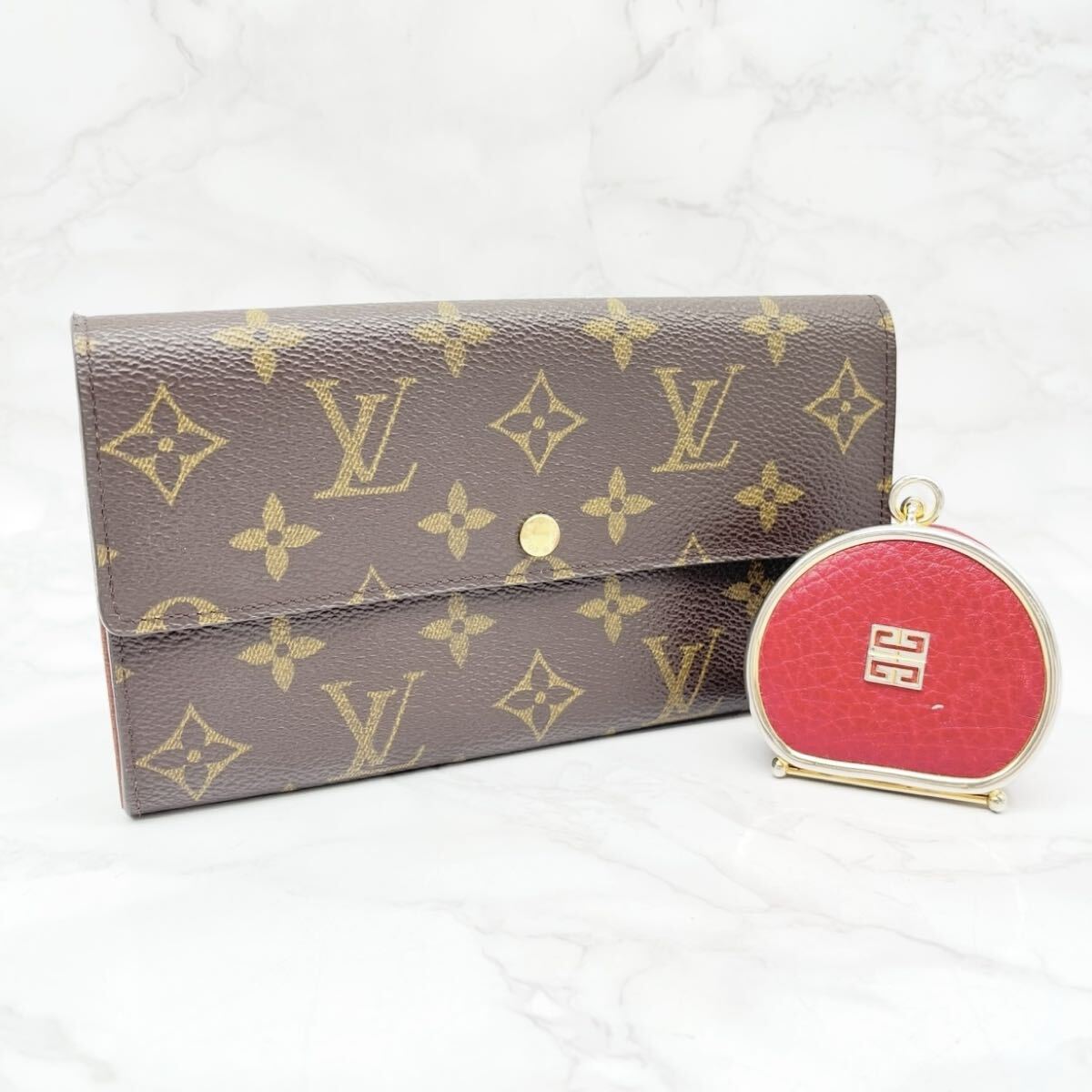 FN17289B LOUIS VUITTON ルイヴィトン ポルトフォイユ サラ モノグラム GIVENCHY ジバンシィ コインケース 小銭入れ 財布 長財布拍卖