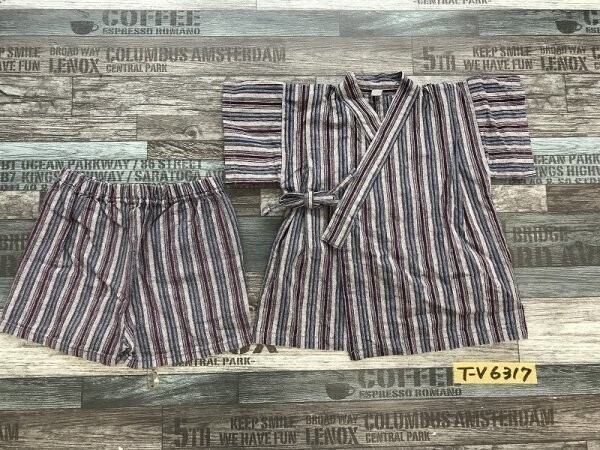 ベビー キッズ 日本製 コットン ストライプ 甚平 上下セットアップ 80 グレーボルドー青拍卖