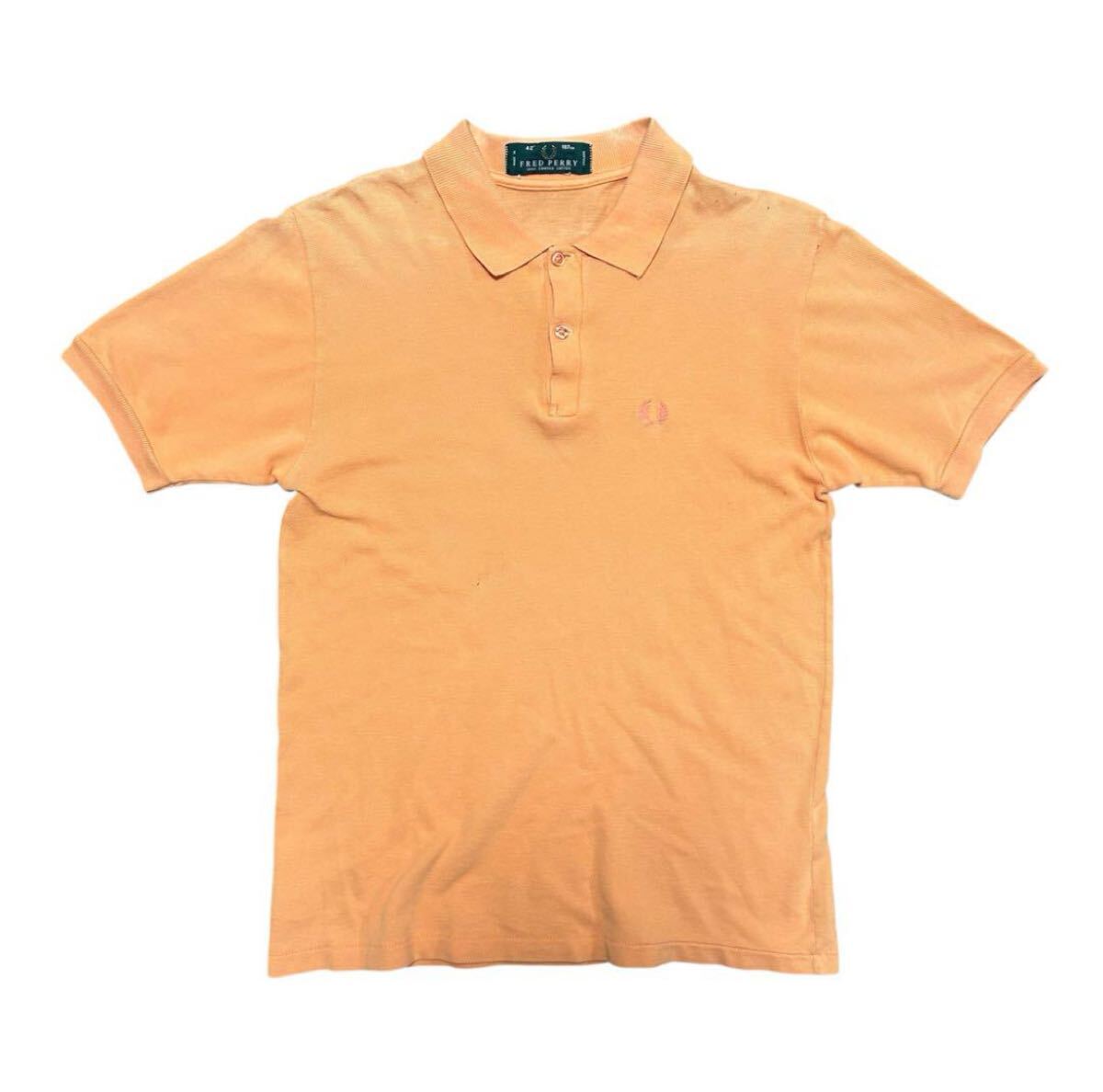 90s FRED PERRY ポロシャツ オレンジ イングランド製 緑タグ 鹿の子 フレッドペリー拍卖