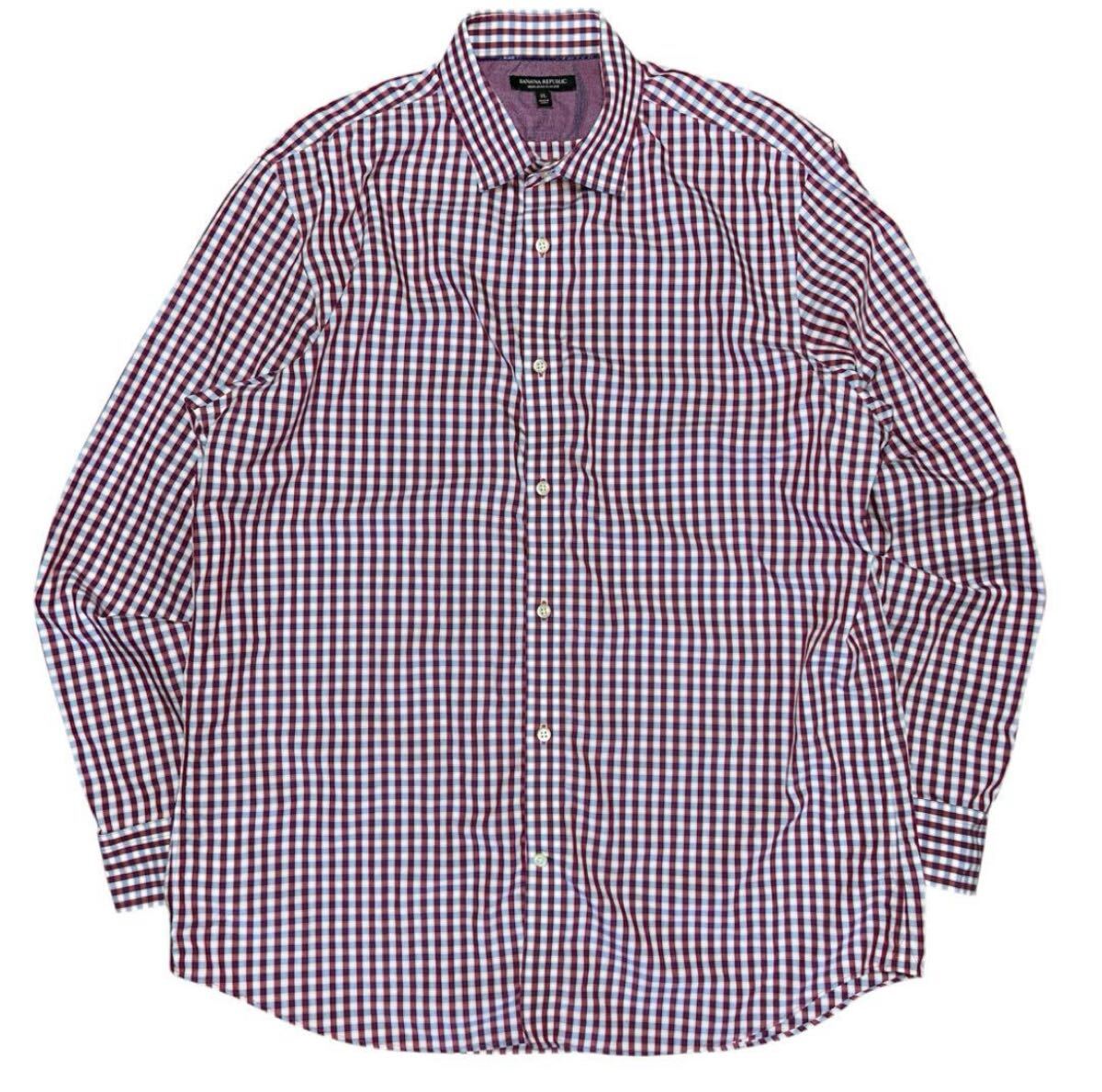00s BANANA REPUBLIC バナリパ シャツ ギンガムチェック XL 長袖シャツ拍卖