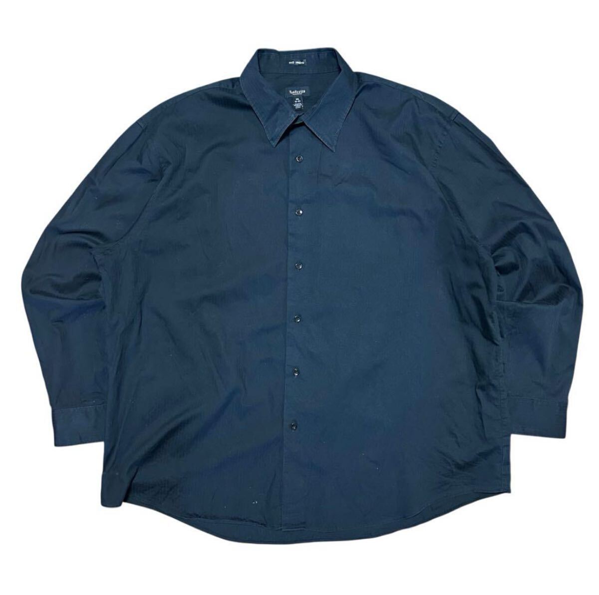 90s 00s VAN HEUSEN 長袖シャツ ブラック ストライプ XXL拍卖