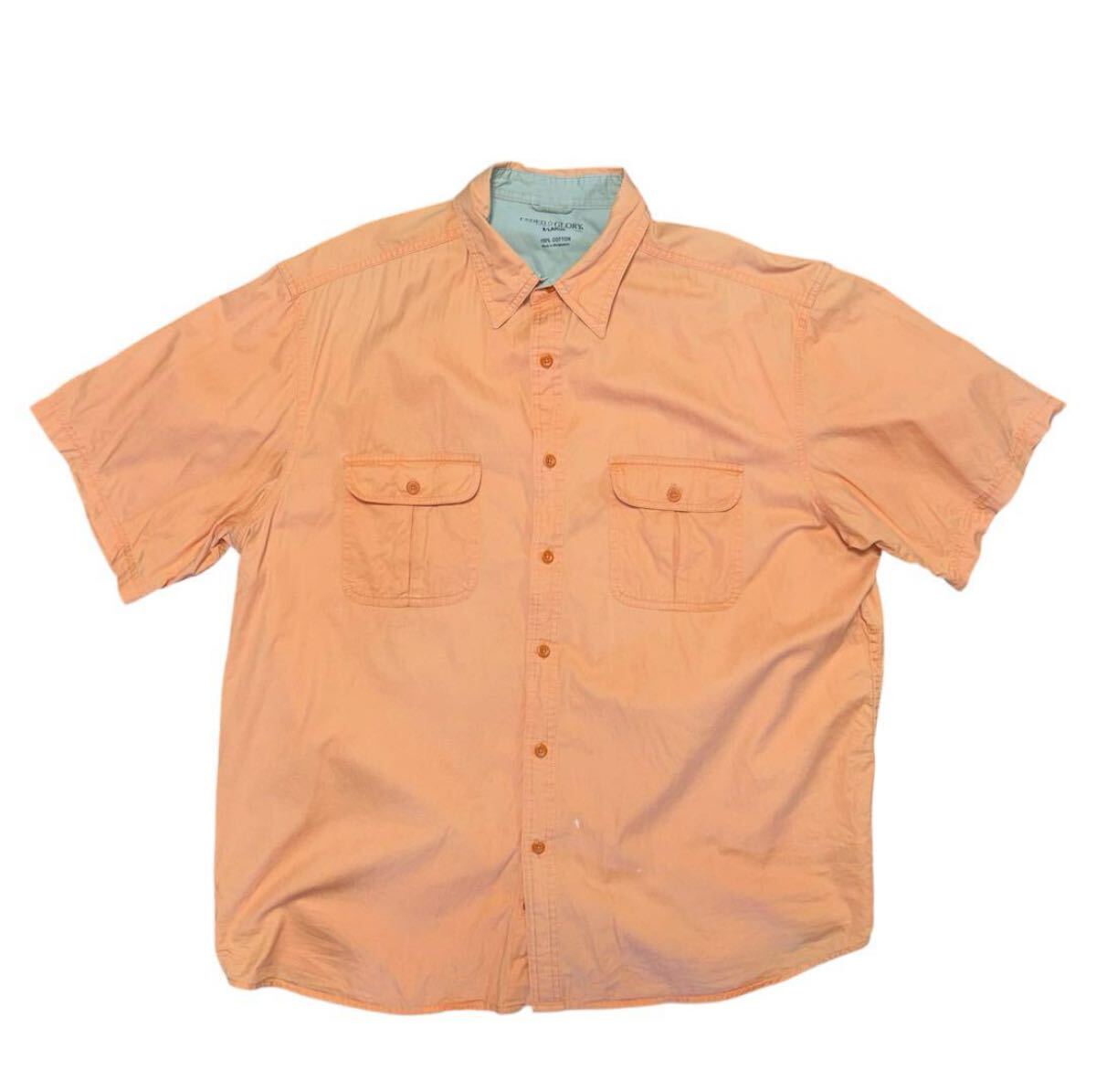 00s FADED GLORY 半袖シャツ サファリシャツ オレンジ XL拍卖