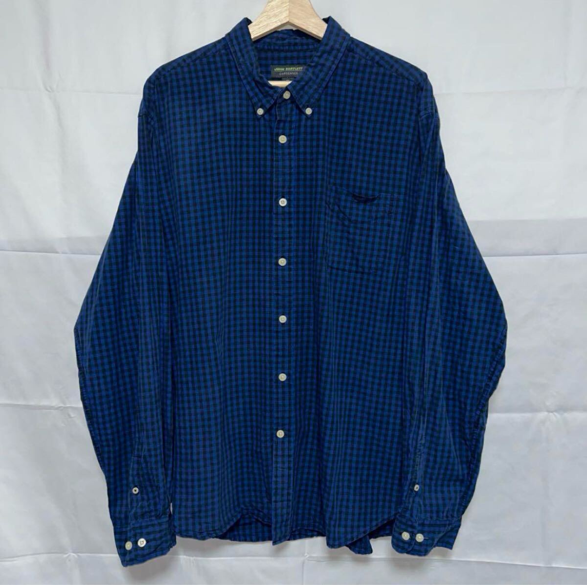 90s チェックシャツ ギンガムチェック ボタンダウン XXL ブルー拍卖