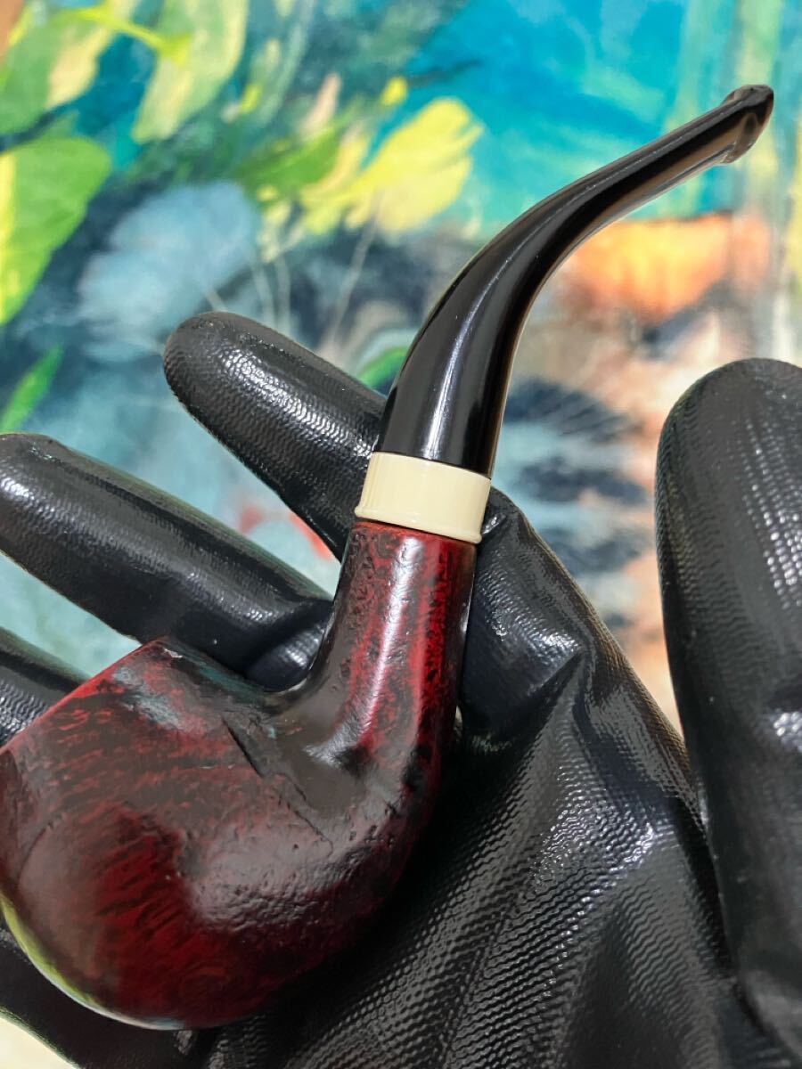 新品 木製パイプ ベント型 赤色 フィルター無し 喫煙具拍卖