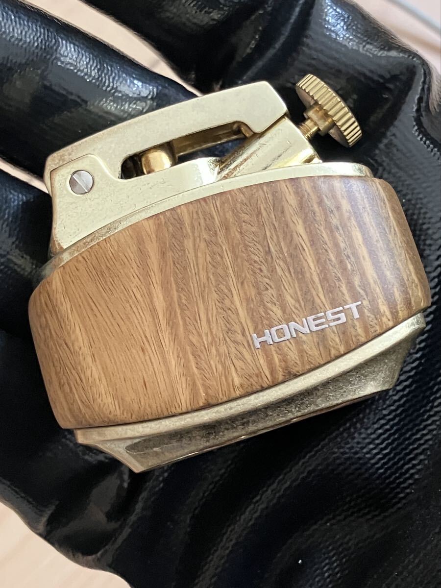 新品 オイルライター レトロ 押すだけ点火 HONEST 茶色拍卖