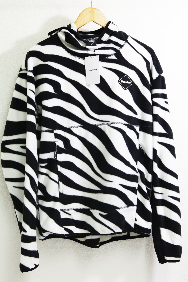 未使用品 F.C.Real Bristol プルオーバー フーディ カンガルーポケット ゼブラ フリース ブラック系 Lサイズ FCRB-232027拍卖