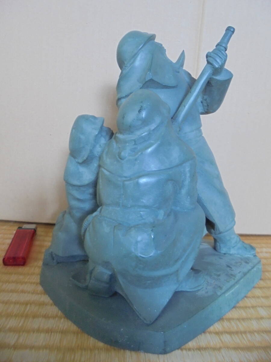 消防士彫刻 消防三銃士 真鍮銅製 レトロ 良品 7318 彫刻 人形等 京都雲屋 拍卖