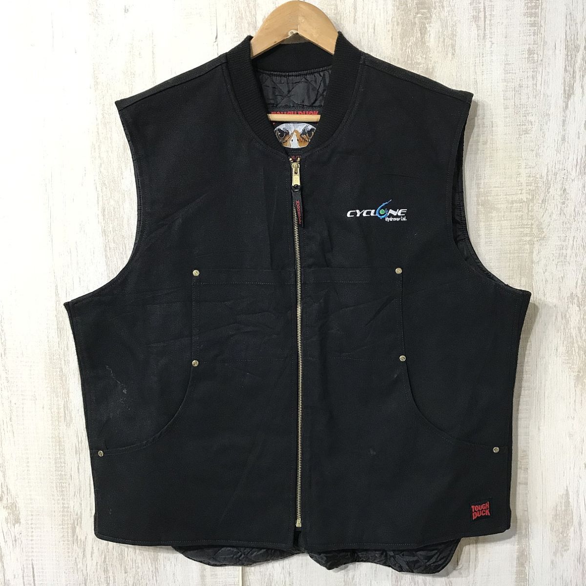 904☆【アメカジ ダック地 ワークベスト】TOUGH DUCK タフダック 黒 XL拍卖