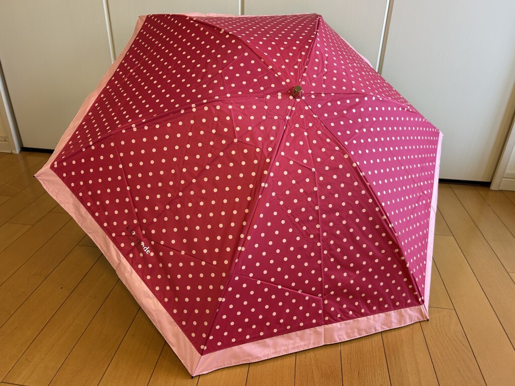 ☆送料込み☆新品☆kate spadeケイトスペード/折傘折りたたみ傘/晴雨兼用傘雨傘日傘/ドットピンク×ピンク拍卖