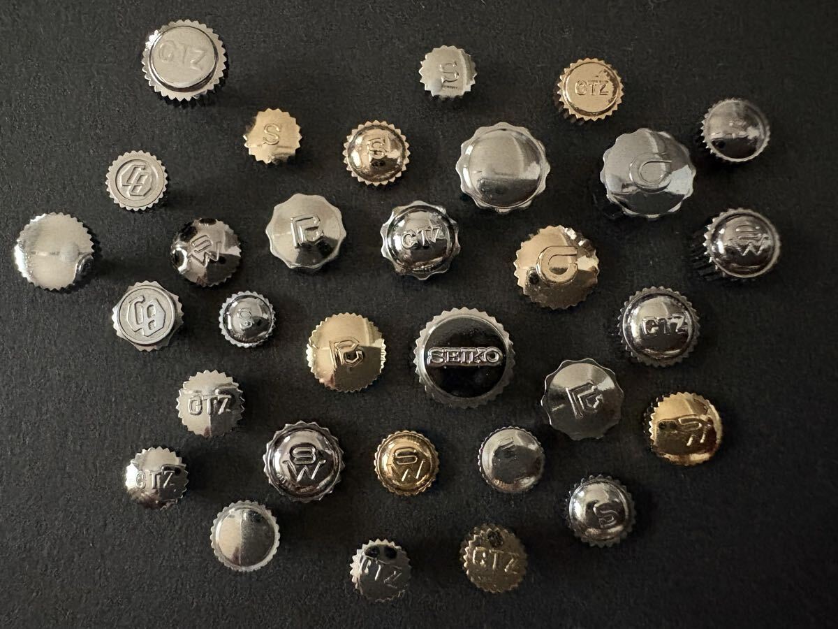 SEIKO セイコー CITIZEN シチズン オリエント リコー 腕時計 リューズ 純正 部品 パーツ 竜頭 大量 31個 おまとめ売り セット 未使用品拍卖
