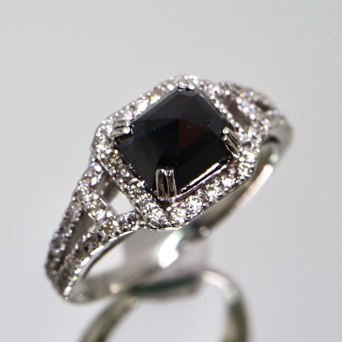 K18WG!!1.65/D0.40ct!!◆天然ブラックダイヤモンド/天然ダイヤモンドリング◆N 約4.0g 約12.5号 #12.5 diamond 指輪 EF4/EF8 W426拍卖