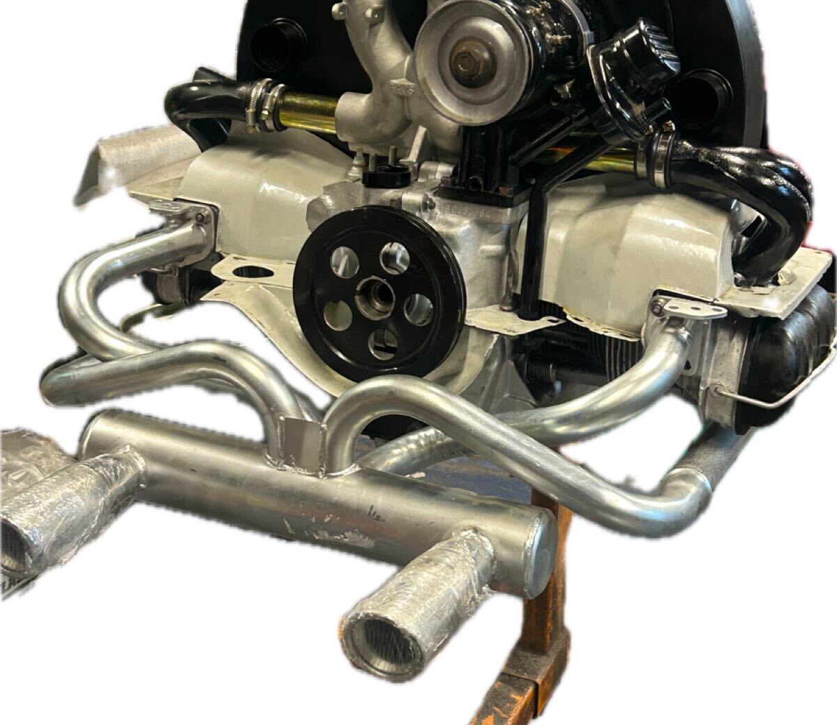 VW 空冷ビートル 大型2チップ亜鉛メッキヘッダー排気システム、クロームチップ付き - 1300CC-1600CC タコ足 スチール 鉄 マフラー拍卖