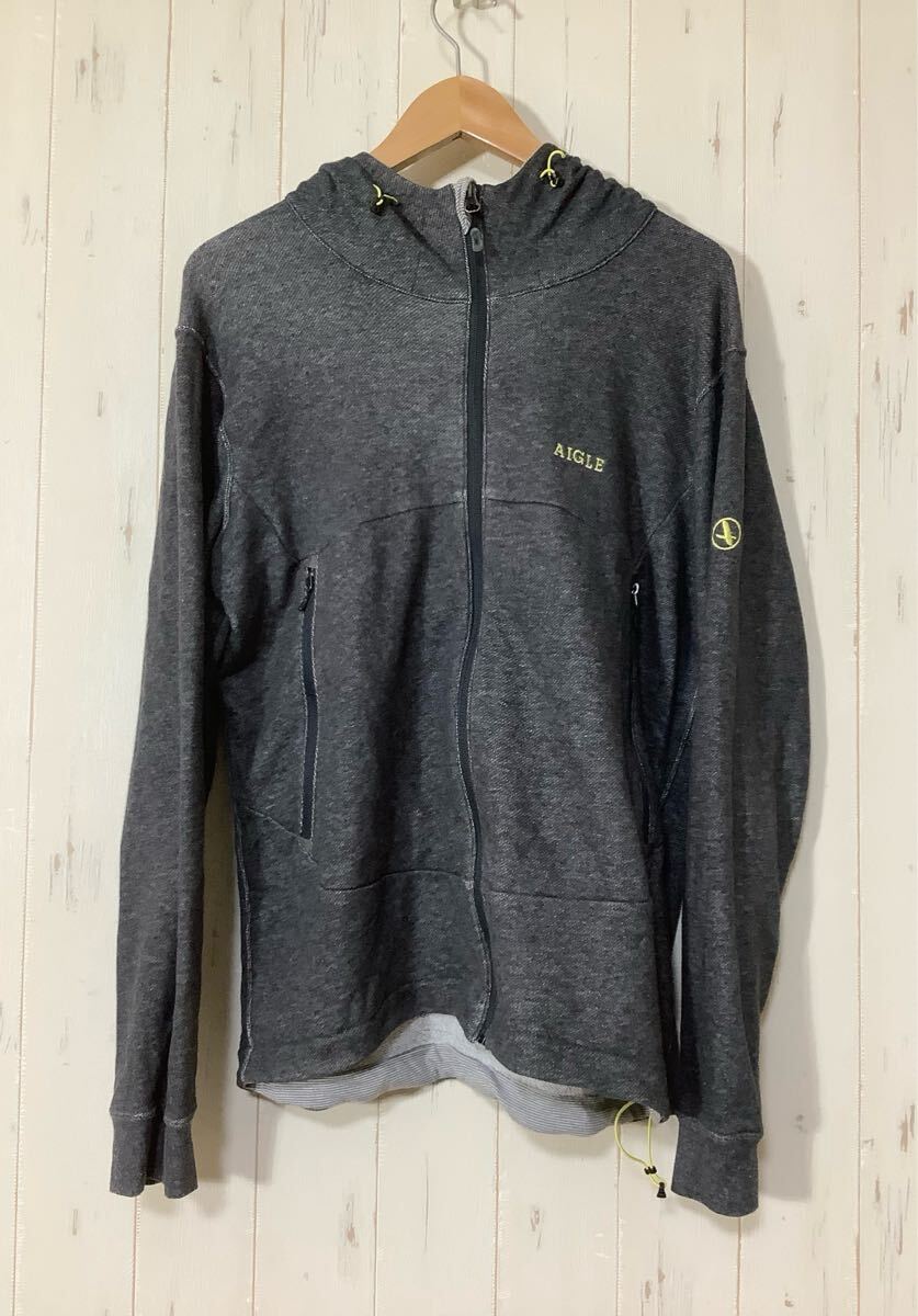 た1795 AIGLE エーグル ジップアップスウェットパーカー L グレー 裏パイル拍卖