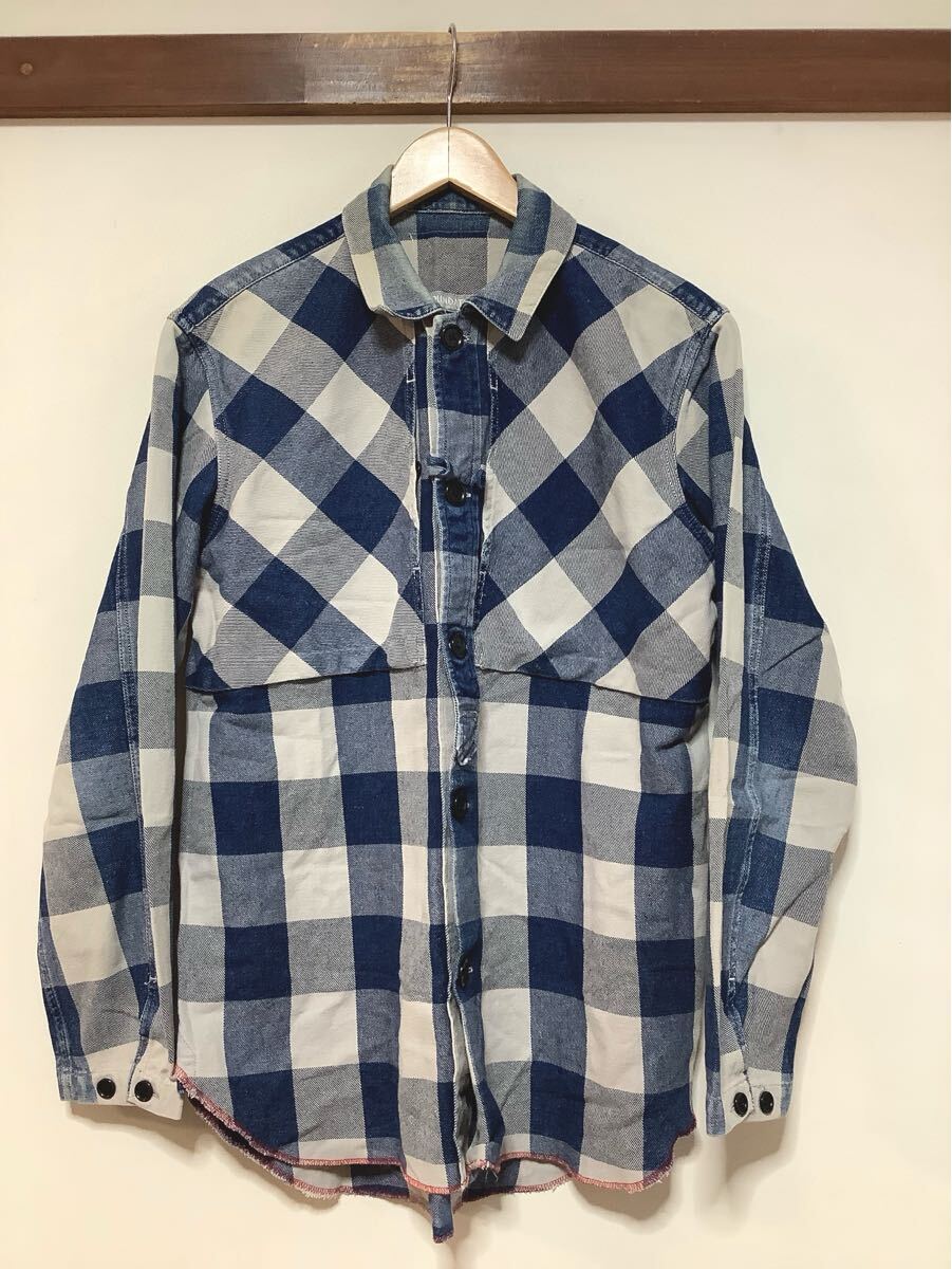 し1757 チェック 長袖シャツ インディゴ/グレー ストリート FOUNDATION 拍卖