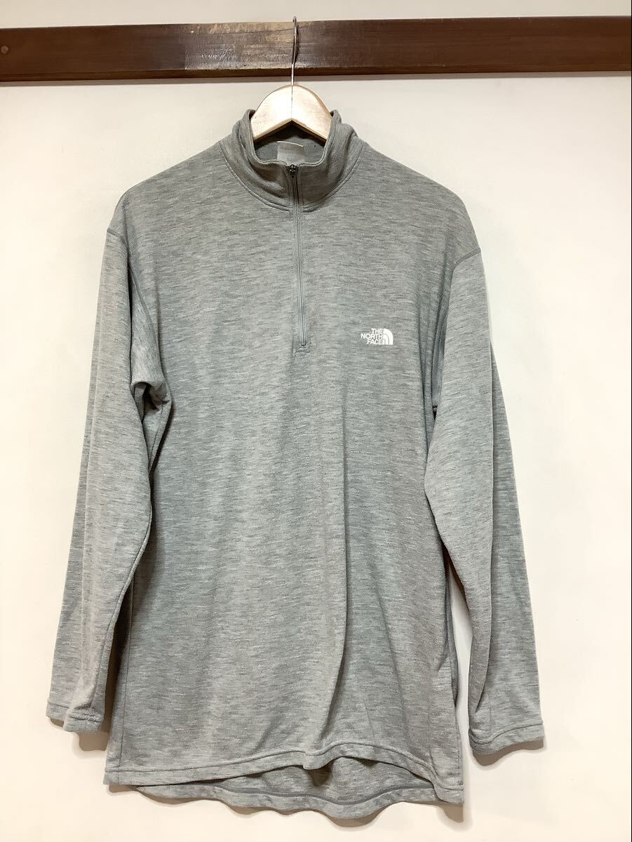 す1792 THE NORTH FACE ノースフェイス ハーフジップ長袖Tシャツ LL グレー インナーシャツ NU65100 サーマスタットAWジップアップ 日本製拍卖