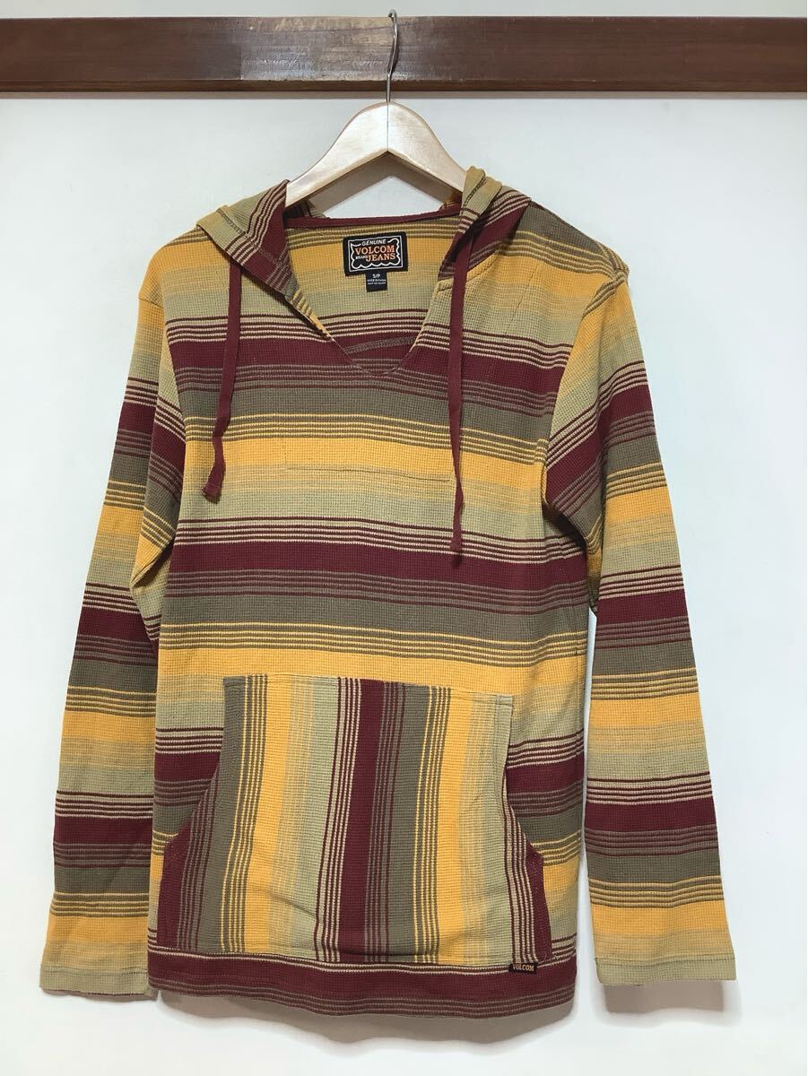 す1791 VOLCOM JEANS ボルコムジーンズ ランダムボーダー パーカー プルオーバー S ブラウン/ダークイエロー/ライトブラウン メキシカン拍卖