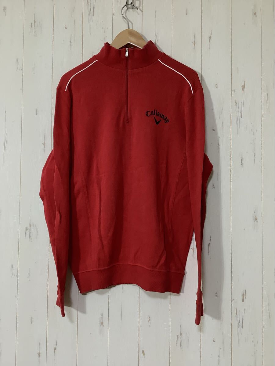 せ1713 Callaway キャロウェイ X SERIES ハーフジップ スウェットトレーナー LL レッド ロゴ刺繍拍卖