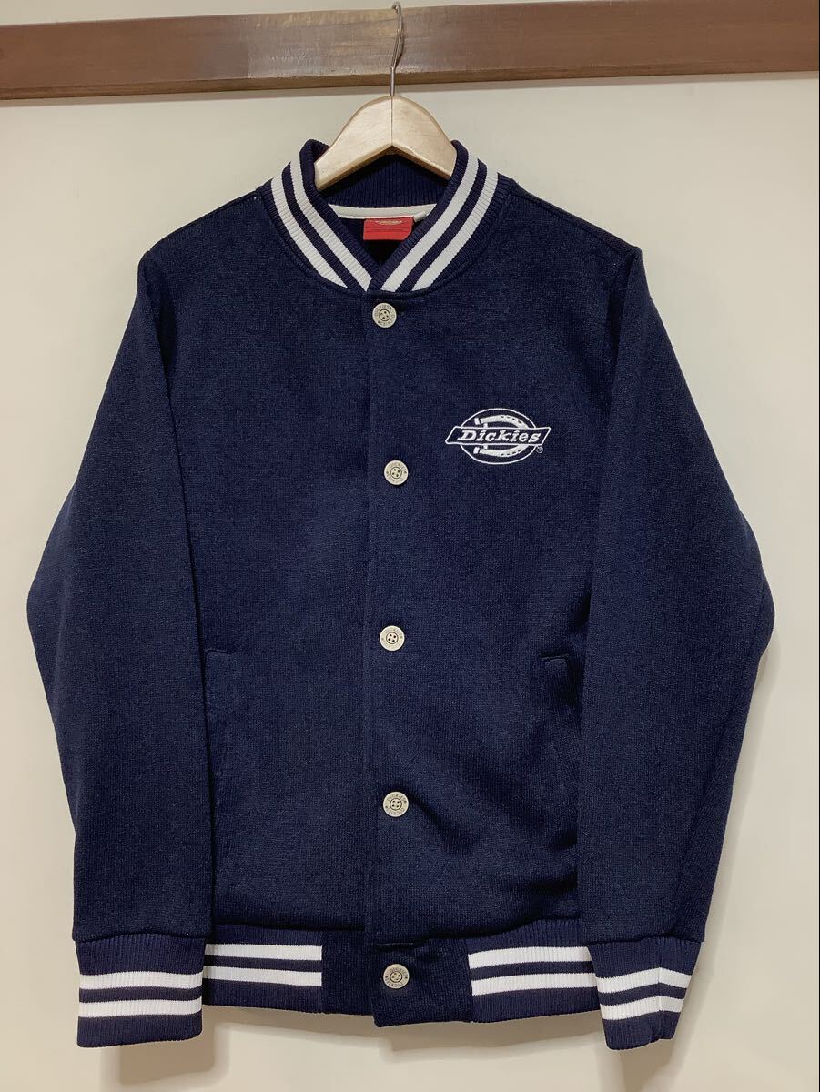 た1749 Dickies ディッキーズ ニットスタジャン M バーシティジャケット ネイビー ロゴ刺繍 ポリエステルニット 裏起毛拍卖