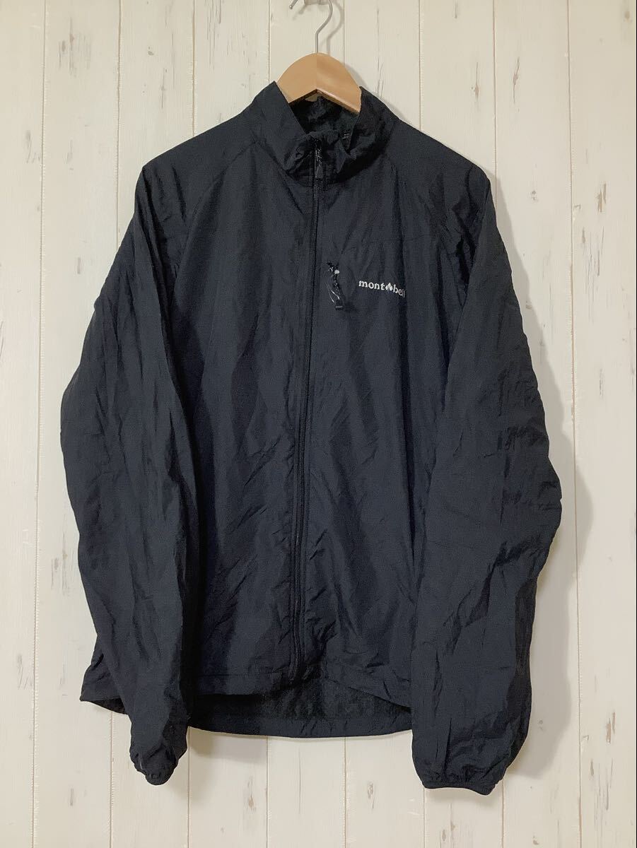 ち1703 mont-bell モンベル ライトシェルアウタージャケット ナイロンジャケット L ブラック ロゴ刺繍 CLIMAPLUS MESH拍卖