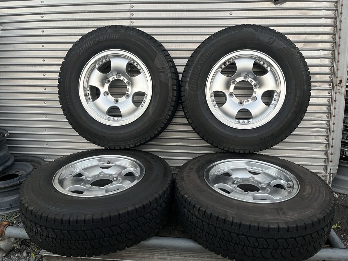 15x6.5J PCD 139.7 6H ET+28 メーカー不明 アルミホイール 195/80R15 107/105N LT 2022年製 BRIDGESTONE BLIZZAK VL10 タイヤ 4本 セット拍卖