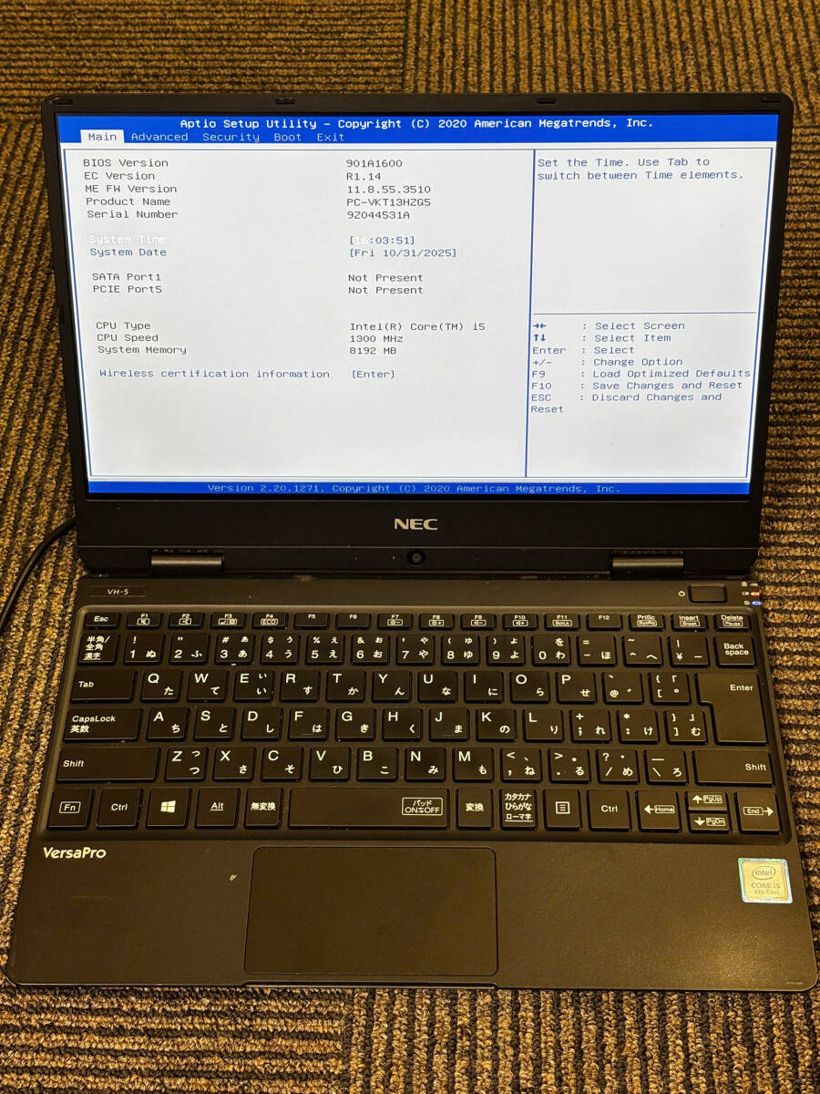 【ジャンク】NEC VersaPro PC-VKT13HZG5【i5-8200Y/8GB/SSD無し】UM00015 拍卖