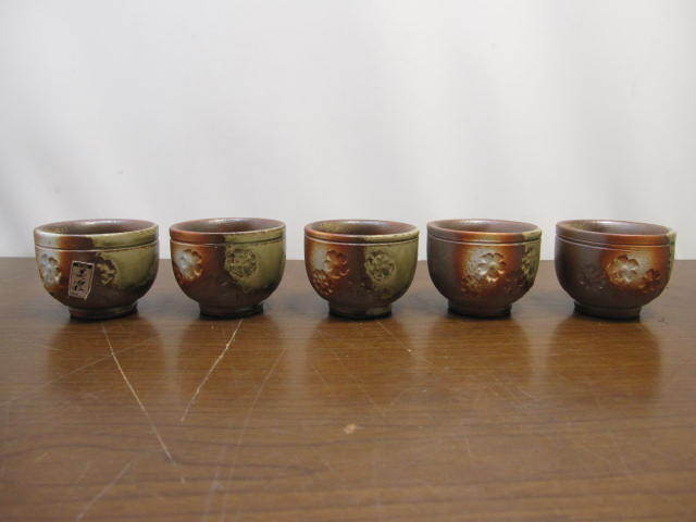 ◆保管品◆美濃焼 半右衛門窯 加藤半一郎 煎茶揃 清少納言 湯呑 茶器 5客セット ◆菅-C拍卖