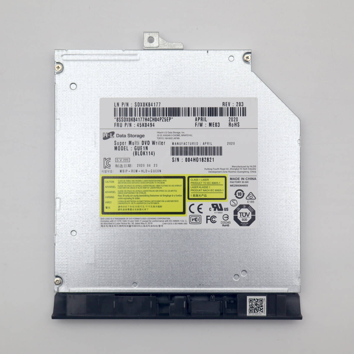 内蔵DVDスーパーマルチドライブ GUE1N 9.5mm厚 日立LG SATA接続 【動作確認済み】LENOVO ideapad用 ベゼル付き拍卖