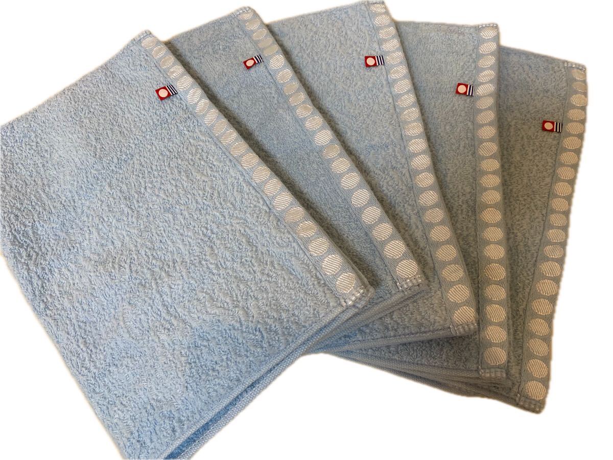 1円~今治タオル【新品】シープ加工もこもこフェイスタオル5枚可愛ベビーブルー拍卖