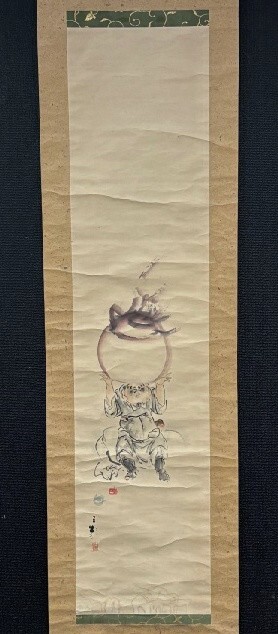 【模写】林半嶺「宝珠 人物図」紙本箱付 里見雲嶺師事 検)人物画/墨蹟/書画/掛け軸/書/中国/山水/日本画/花鳥/ 水墨拍卖