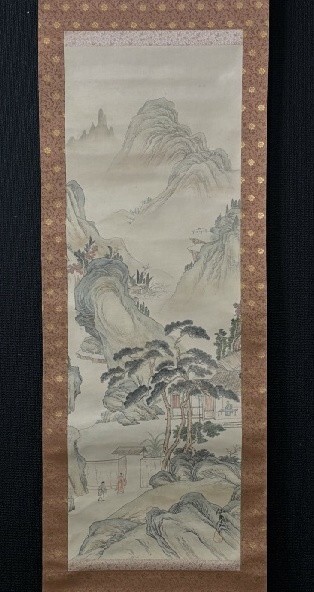 【模写】仙崖 「仙境山水図」 絹本 検)南画 文人画 仙厓 南宋画 書画 掛け軸 中国美術 山水 日本画/風景 水墨 禅語拍卖