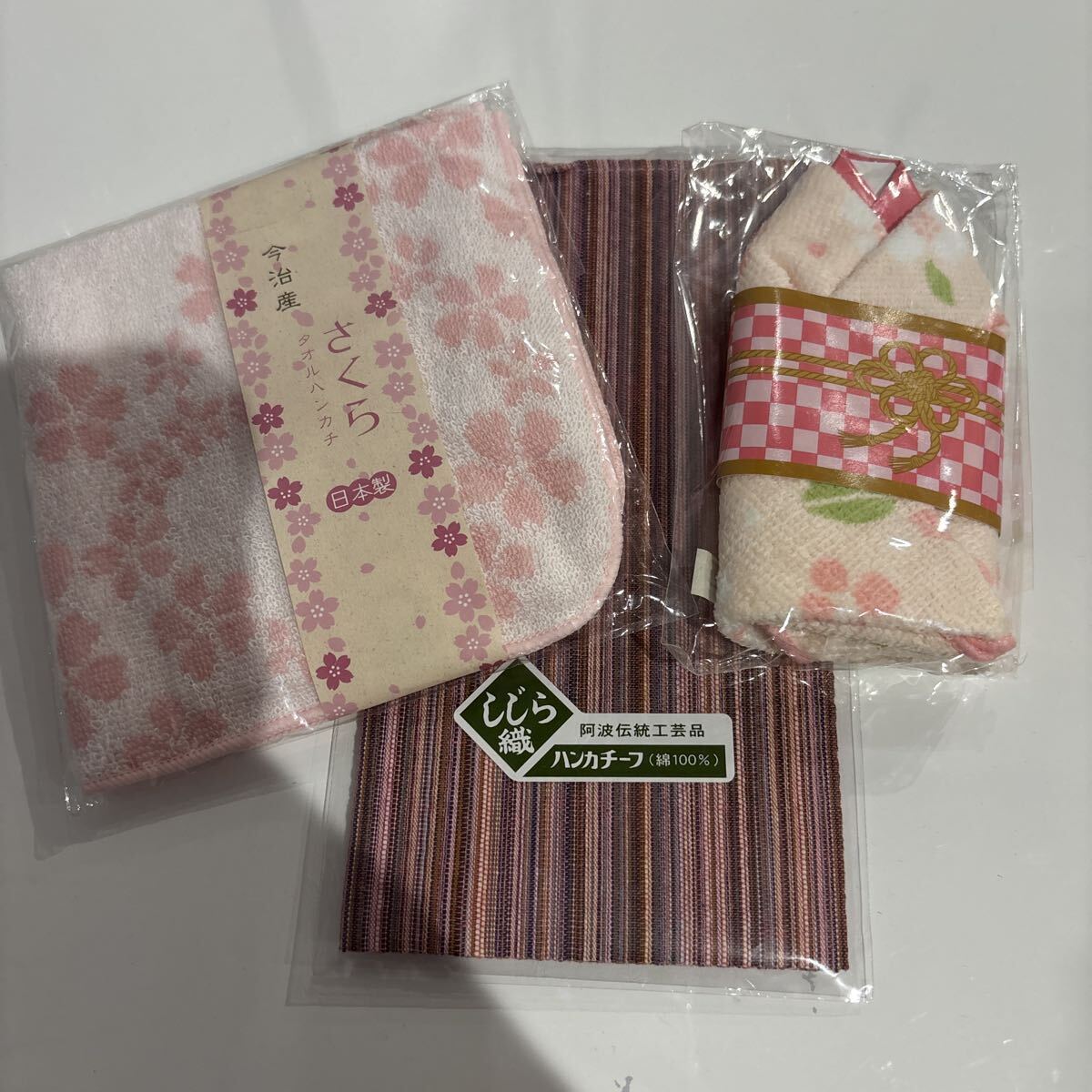 新品未使用 送料無料 ハンカチ ミニタオルハンカチ 和柄 3枚セット拍卖