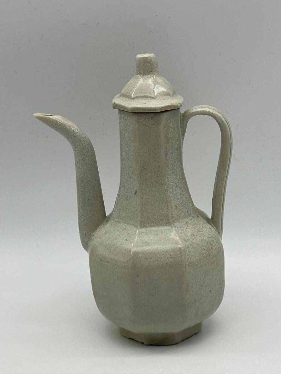 宋時代 青白磁 湖田窯水注 蓋付き 影青執壺 水注 水指 水差し 茶壺 酒器 茶道具 唐物 古物 【旧家蔵出し】 希少貴重(F-99)拍卖